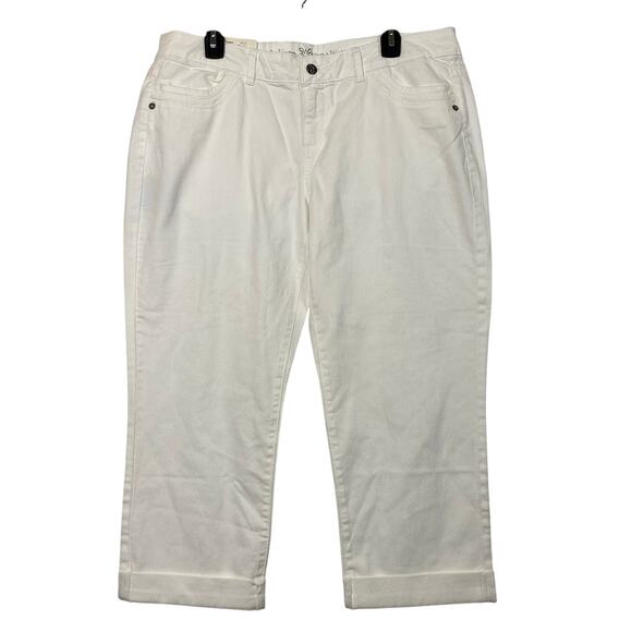 Simply Vera Vera Wang White Cuffed Crop Pants Size 16 - Picture 1 of 8